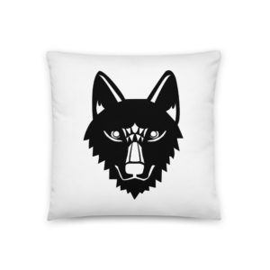 Coussin 3 tailles impression recto verso noir et blanc de la marque My name is pour les personnalités de type "Directrice" dont l'animal totem est une louve