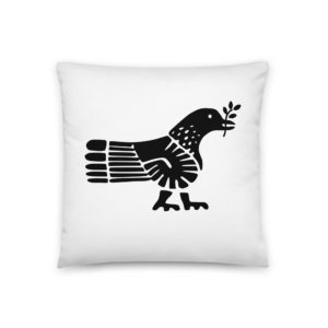 Coussin carré noir et blanc de la marque My name is pour les personnalités de type "Médiateur" dont l'animal totem est la colombe