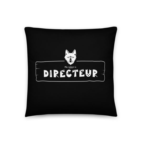 Coussin 3 tailles impression recto verso noir et blanc de la marque My name is pour les personnalités de type "Directeur" dont l'animal totem est le loup