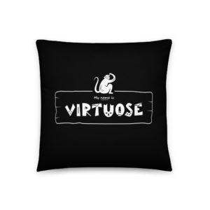 Coussin 3 tailles impression recto verso noir et blanc de la marque My name is pour les personnalités de type "Virtuose" dont l'animal totem est le singe