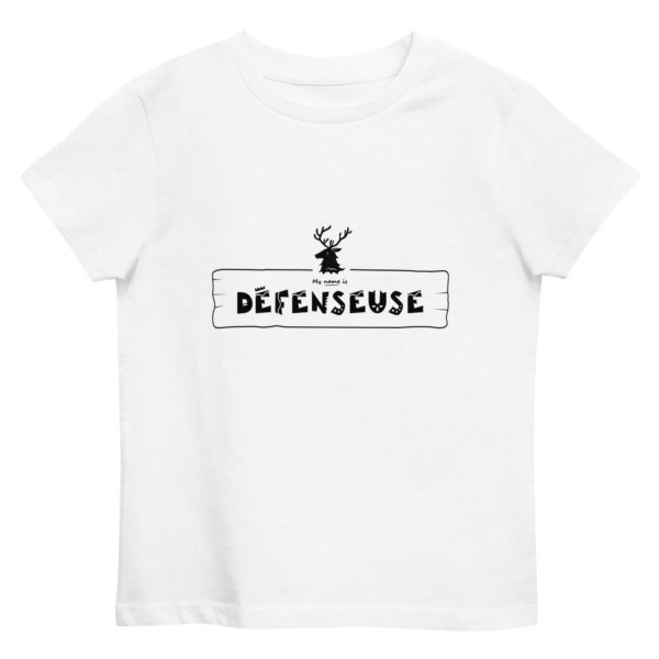 T-shirt enfant coton bio blanc de la marque My name is pour les personnalités de type "Défenseur" dont l'animal totem est un cerf