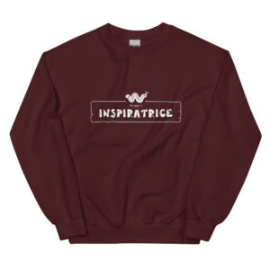 Sweatshirt bordeaux de la marque My name is pour les personnalités type "Inspiratrice" dont l'animal totem est la chenille psyché à motifs