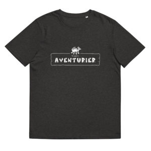 T-shirt homme en coton bio noir chiné de la marque My name is pour les personnalités de type "Aventurier" dont l'animal totem est l'ancêtre préhistorique du chien