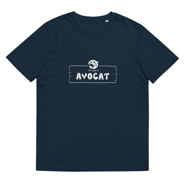 T-shirt homme en coton bio de couleur bleu marine de la marque My name is pour les personnalités de type "Avocat" avec pour animal totem la baleine