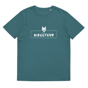 T-shirt homme en coton bio de couleur bleu de la marque My name is pour les personnalités de type "Directeur" avec pour animal totem le loup